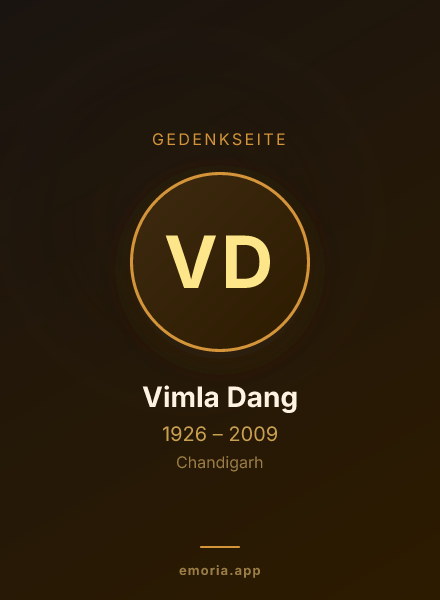 Gedenkportrait von Vimla Dang