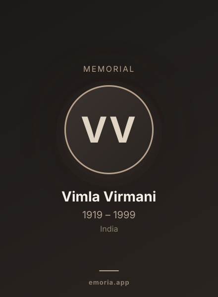 Memorial portrait of Vimla Virmani