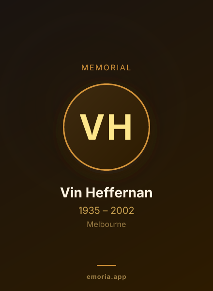 Memorial portrait of Vin Heffernan