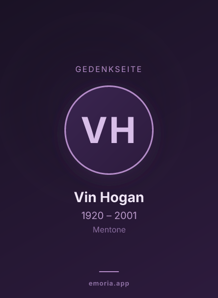 Gedenkportrait von Vin Hogan