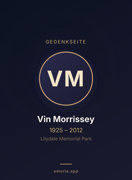 Gedenkportrait von Vin Morrissey