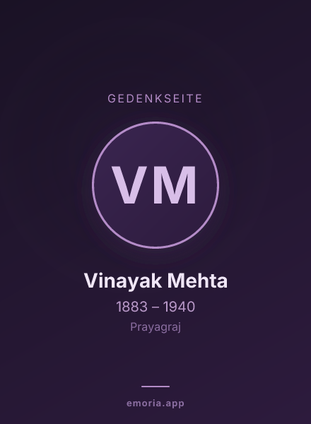 Gedenkportrait von Vinayak Mehta