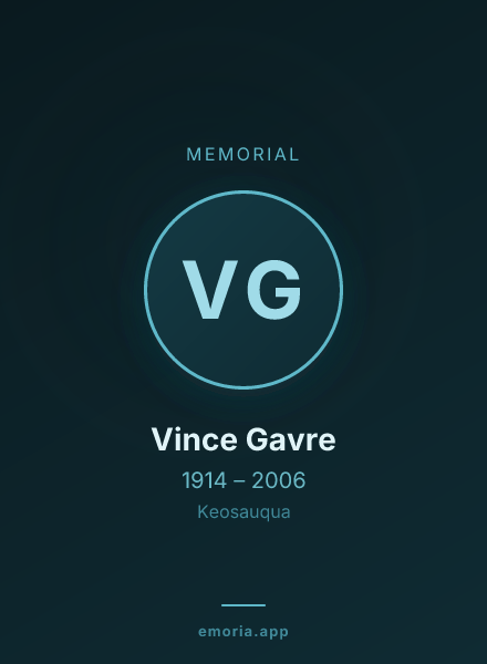 Memorial portrait of Vince Gavre