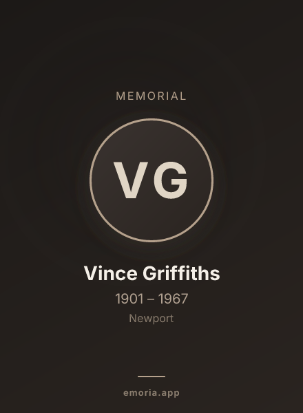 Memorial portrait of Vince Griffiths