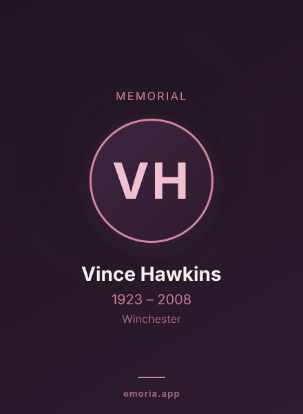 Memorial portrait of Vince Hawkins