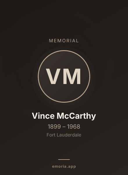 Memorial portrait of Vince McCarthy