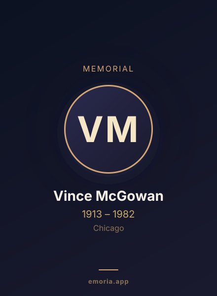 Memorial portrait of Vince McGowan