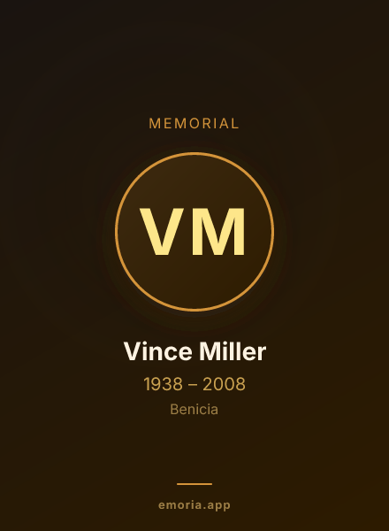 Memorial portrait of Vince Miller