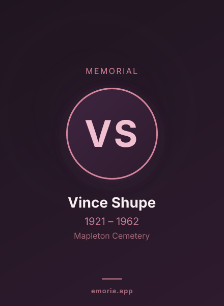 Memorial portrait of Vince Shupe