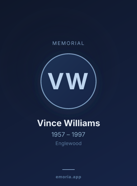 Memorial portrait of Vince Williams