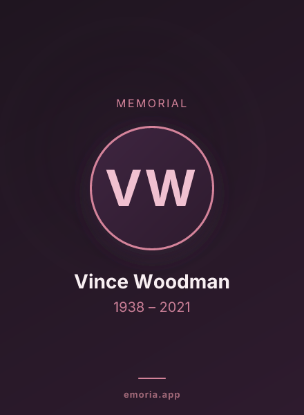 Memorial portrait of Vince Woodman