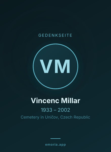 Gedenkportrait von Vincenc Millar