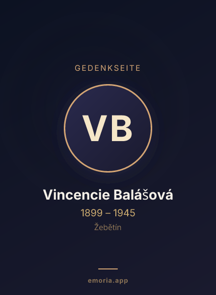 Gedenkportrait von Vincencie Balášová