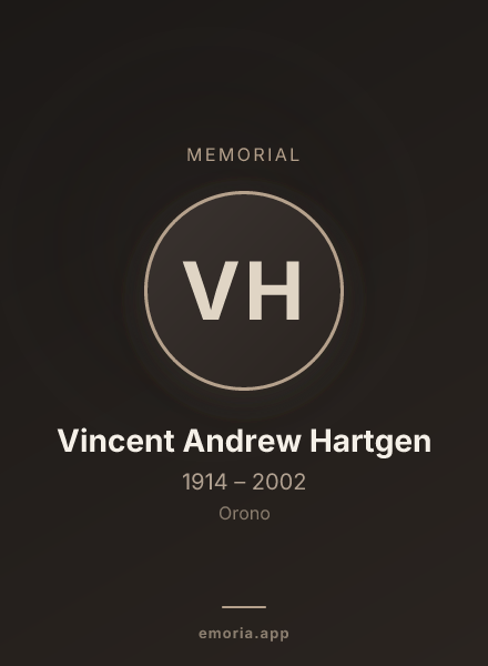 Memorial portrait of Vincent Andrew Hartgen