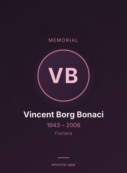 Memorial portrait of Vincent Borg Bonaci