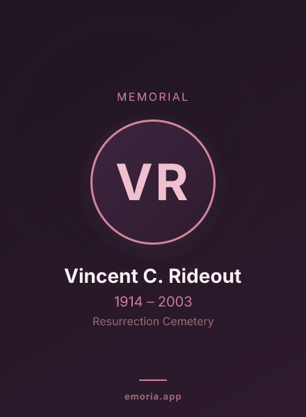 Memorial portrait of Vincent C. Rideout