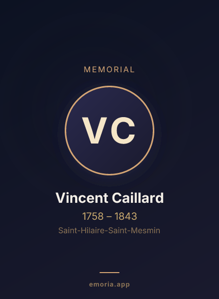 Memorial portrait of Vincent Caillard