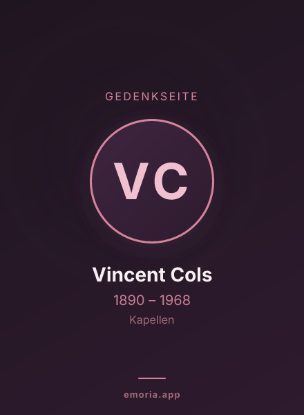 Gedenkportrait von Vincent Cols