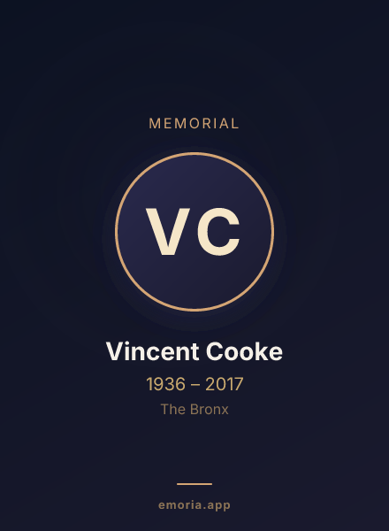 Memorial portrait of Vincent Cooke