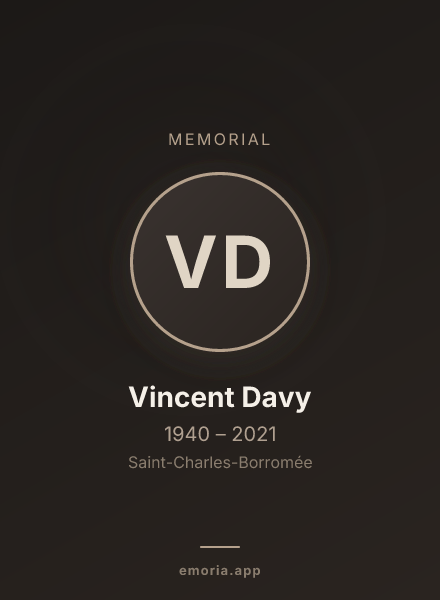 Memorial portrait of Vincent Davy