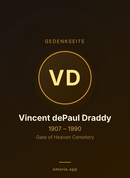 Gedenkportrait von Vincent dePaul Draddy
