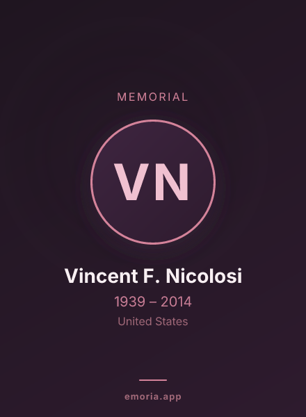 Memorial portrait of Vincent F. Nicolosi