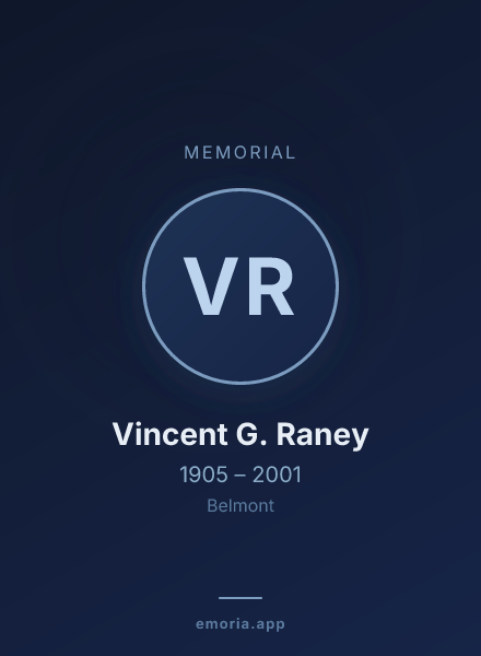 Memorial portrait of Vincent G. Raney