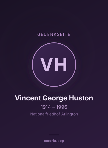 Gedenkportrait von Vincent George Huston