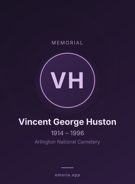 Memorial portrait of Vincent George Huston
