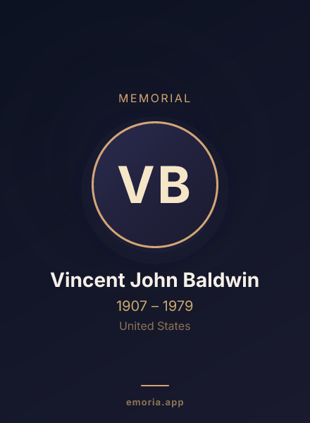 Memorial portrait of Vincent John Baldwin