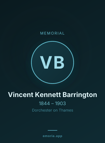 Memorial portrait of Vincent Kennett Barrington