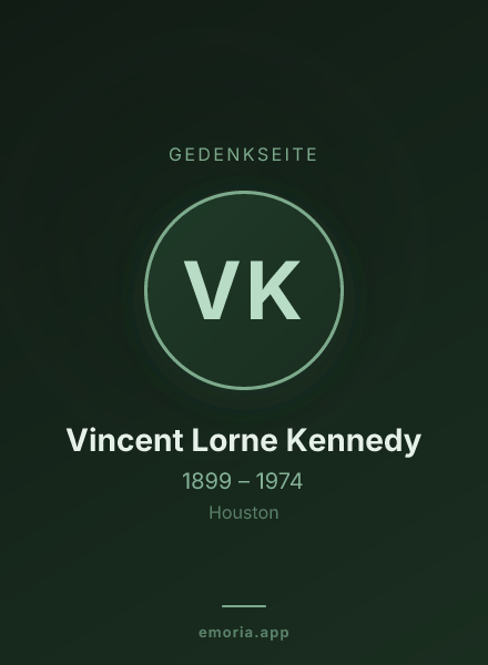 Gedenkportrait von Vincent Lorne Kennedy
