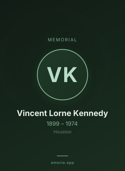 Memorial portrait of Vincent Lorne Kennedy