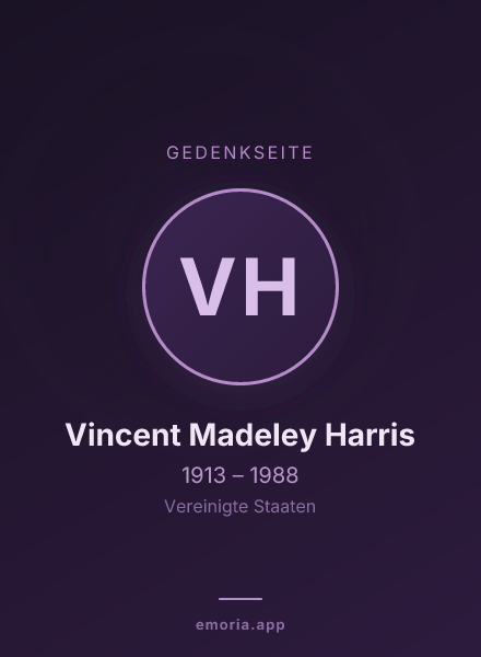 Gedenkportrait von Vincent Madeley Harris