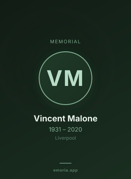 Memorial portrait of Vincent Malone