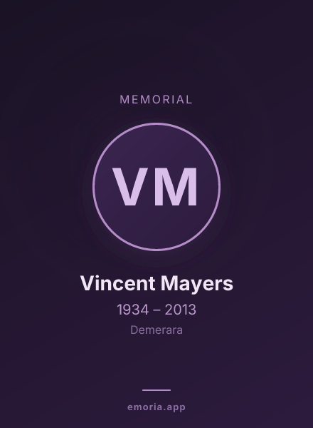 Memorial portrait of Vincent Mayers