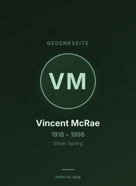 Gedenkportrait von Vincent McRae