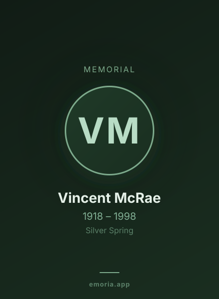 Memorial portrait of Vincent McRae