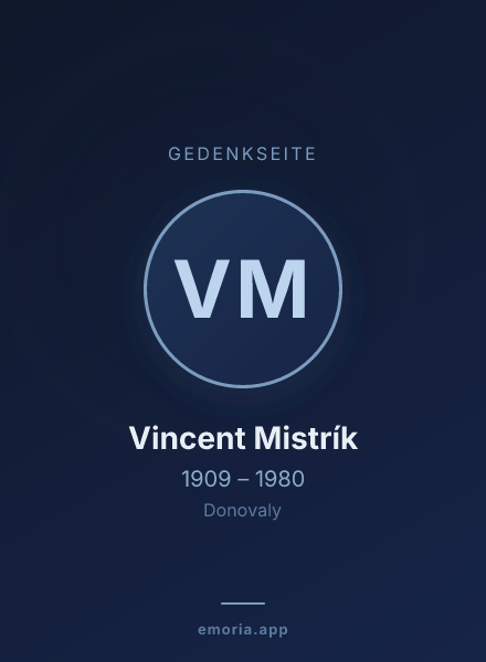 Gedenkportrait von Vincent Mistrík