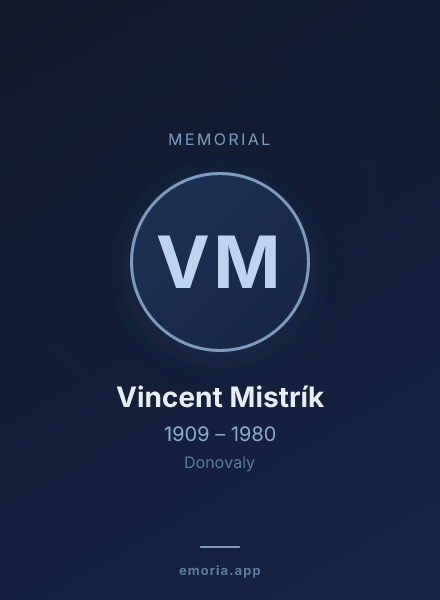 Memorial portrait of Vincent Mistrík