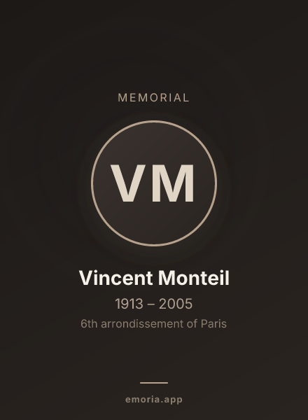 Memorial portrait of Vincent Monteil