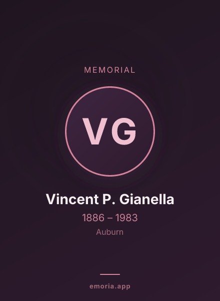 Memorial portrait of Vincent P. Gianella