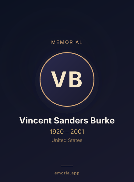 Memorial portrait of Vincent Sanders Burke