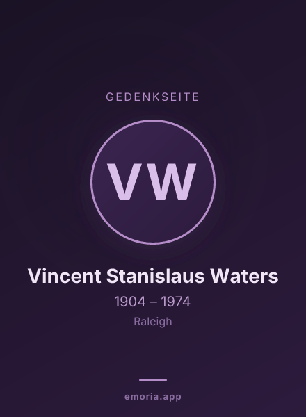 Gedenkportrait von Vincent Stanislaus Waters
