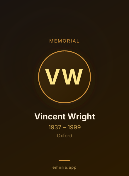Memorial portrait of Vincent Wright