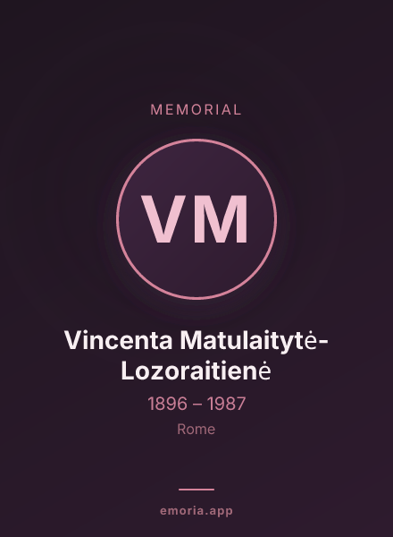 Memorial portrait of Vincenta Matulaitytė-Lozoraitienė