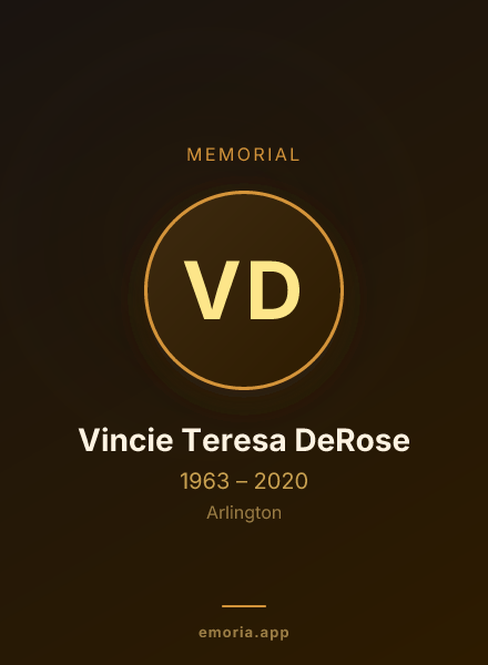 Memorial portrait of Vincie Teresa DeRose