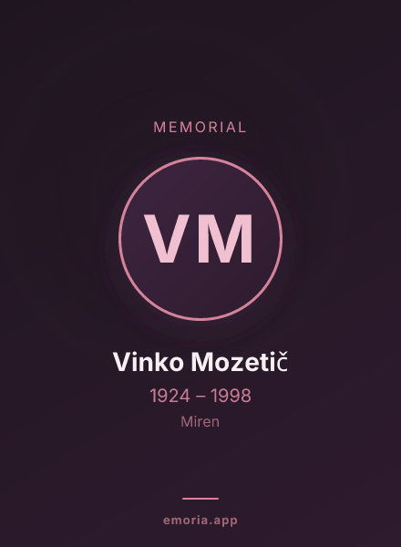 Memorial portrait of Vinko Mozetič