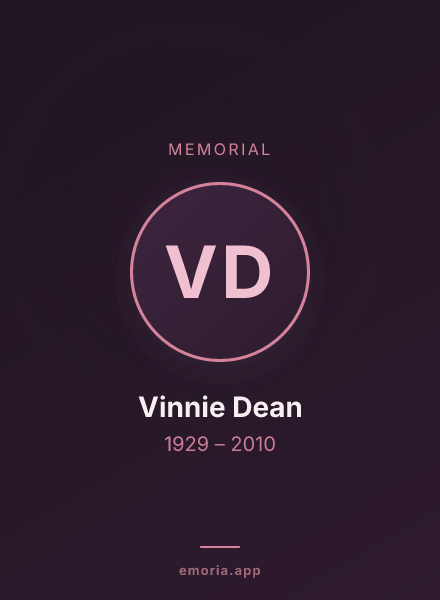 Memorial portrait of Vinnie Dean