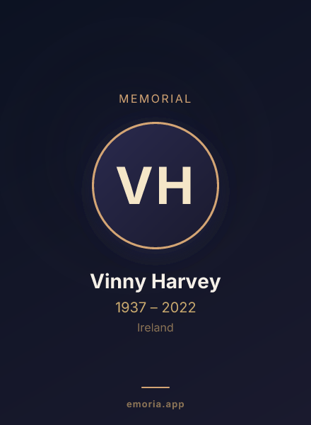Memorial portrait of Vinny Harvey